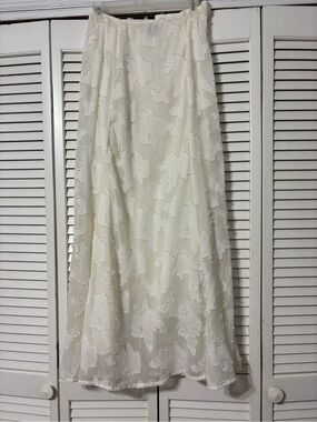 Boohoo Cream Embroidered Maxi Skirt